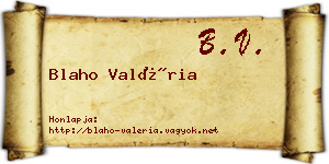 Blaho Valéria névjegykártya